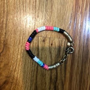 Neon pink, black, white, royal blue bracelet